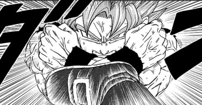 Goku battling against Gas during Chapter 81 of the Dragon Ball Super manga.